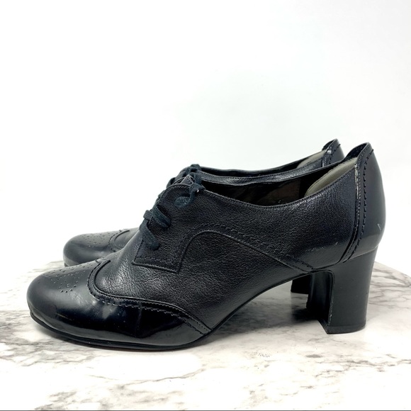 Naturalizer N5 Jodell Leather Wingtip Lace Up Oxford Pumps 8.5 Wide Retro Preppy - Picture 3 of 16